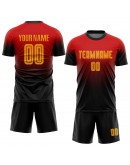 Best Pro Custom Red Gold-Black Sublimation Fade Fashion Soccer Uniform Jersey