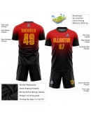 Best Pro Custom Red Gold-Black Sublimation Fade Fashion Soccer Uniform Jersey