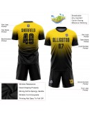 Best Pro Custom Gold Black Sublimation Fade Fashion Soccer Uniform Jersey