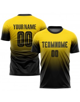 Best Pro Custom Gold Black Sublimation Fade Fashion Soccer Uniform Jersey