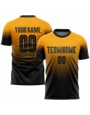 Best Pro Custom Gold Black Sublimation Fade Fashion Soccer Uniform Jersey