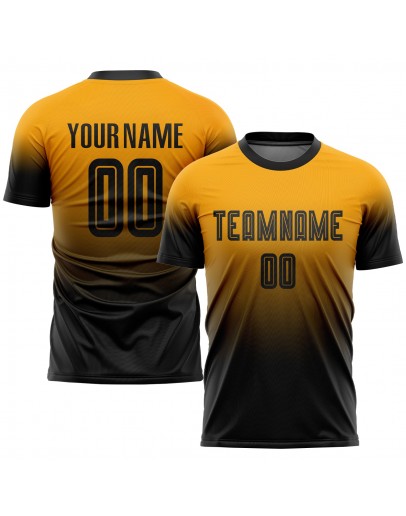 Best Pro Custom Gold Black Sublimation Fade Fashion Soccer Uniform Jersey