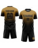 Best Pro Custom Old Gold Black Sublimation Fade Fashion Soccer Uniform Jersey