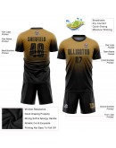 Best Pro Custom Old Gold Black Sublimation Fade Fashion Soccer Uniform Jersey