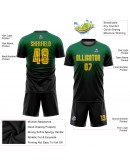 Best Pro Custom Kelly Green Gold-Black Sublimation Fade Fashion Soccer Uniform Jersey