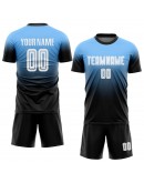 Best Pro Custom Powder Blue White-Black Sublimation Fade Fashion Soccer Uniform Jersey