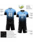 Best Pro Custom Powder Blue White-Black Sublimation Fade Fashion Soccer Uniform Jersey