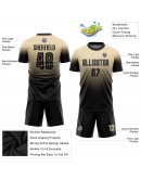 Best Pro Custom Cream Black Sublimation Fade Fashion Soccer Uniform Jersey