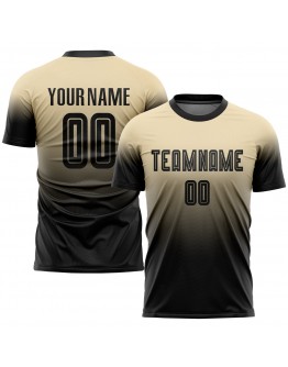 Best Pro Custom Cream Black Sublimation Fade Fashion Soccer Uniform Jersey