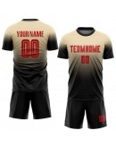 Best Pro Custom Cream Red-Black Sublimation Fade Fashion Soccer Uniform Jersey