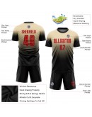 Best Pro Custom Cream Red-Black Sublimation Fade Fashion Soccer Uniform Jersey