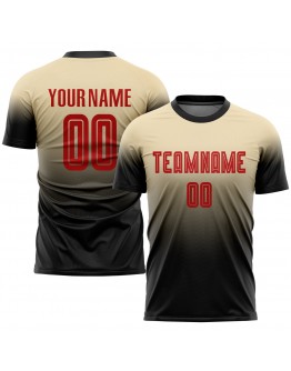 Best Pro Custom Cream Red-Black Sublimation Fade Fashion Soccer Uniform Jersey