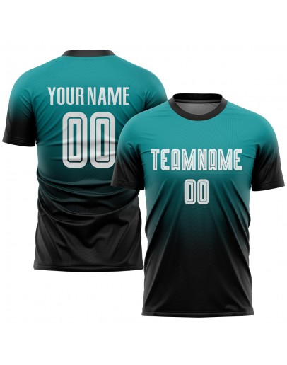 Best Pro Custom Aqua White-Black Sublimation Fade Fashion Soccer Uniform Jersey