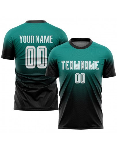 Best Pro Custom Aqua White-Black Sublimation Fade Fashion Soccer Uniform Jersey