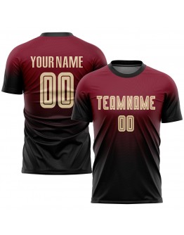 Best Pro Custom Crimson Cream-Black Sublimation Fade Fashion Soccer Uniform Jersey